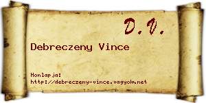 Debreczeny Vince névjegykártya